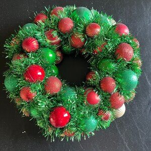 Christmas Ornament Wreath - Red and Green 2 - 10"